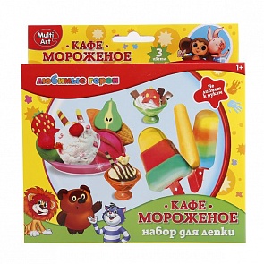 Набор для творчества -Тесто для лепки - Созмультфильм - Кафе мороженое - 3 цвета (Multiart, 203PDCB-CRTsim)